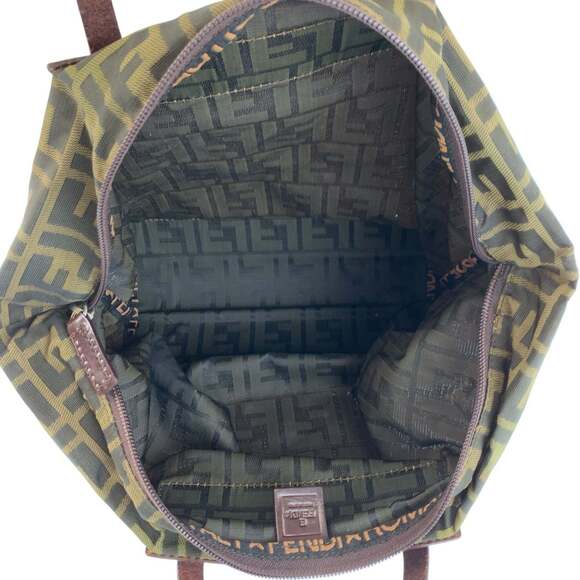 FENDI Zucca Tote Bag in Brown with Silver Hardware and Nylon Leather (71-1582... - Picture 9 of 10